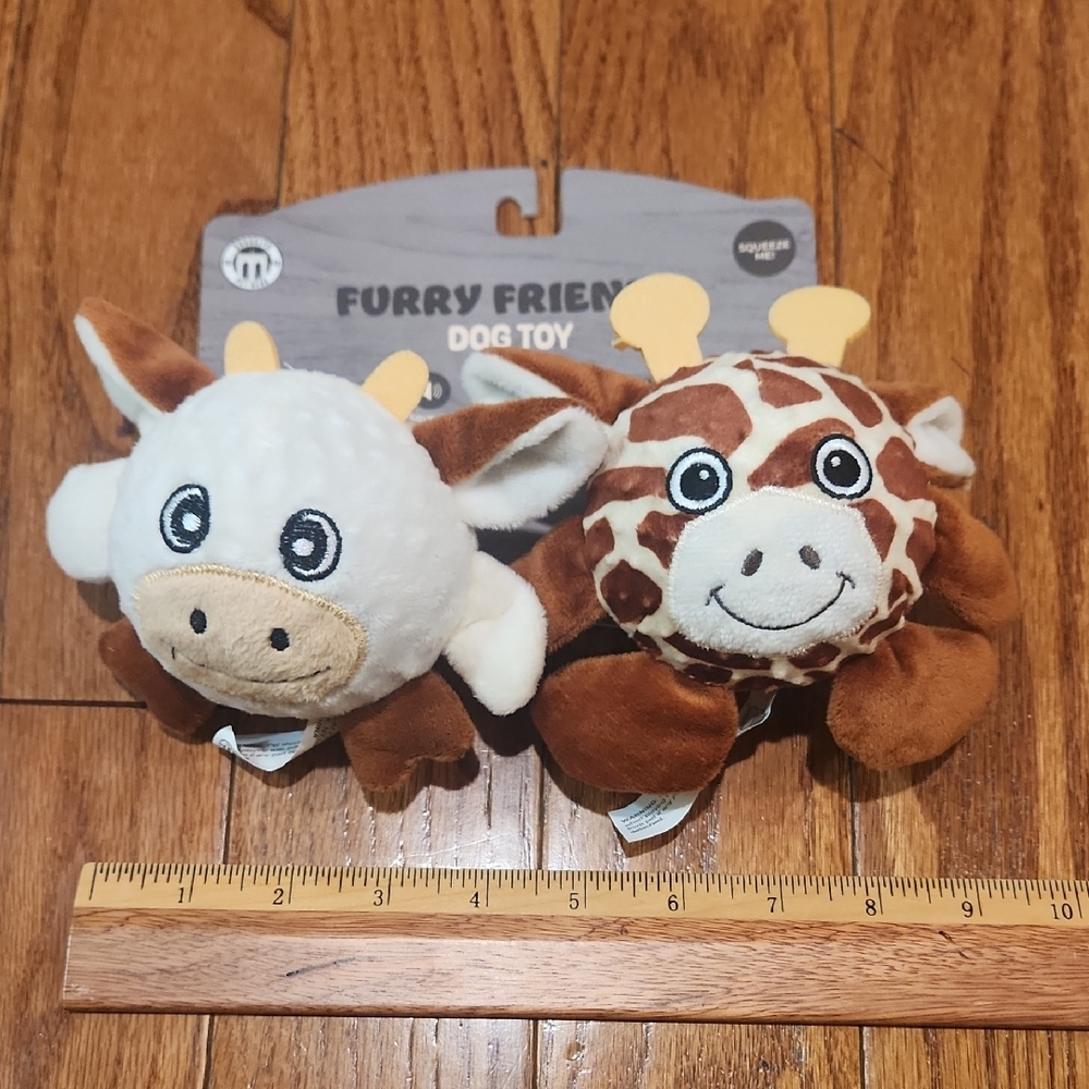 Plush Bouncing Animal Set, Cow And Giraffe Set, Ball